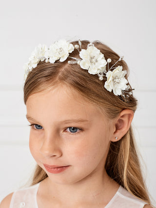 (136) Hair Accessories For Girls, Silk Flower Headband with Rhinestones and Pearls