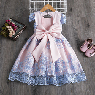 9M-8Y  Girls Bow Lace Princess Dress