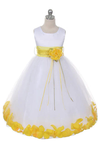 Daisy 160B+ Ivory Satin Flower Petal Plus Size Girl Dress