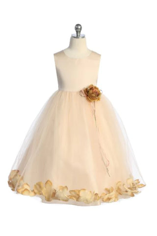 Flavianna 160B Blush Satin Flower Girl Dress with Petals Size 2-20.5