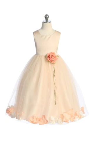 Flavianna 160B Blush Satin Flower Girl Dress with Petals Size 2-20.5