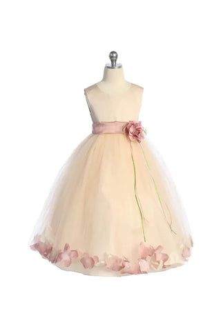 Flavianna 160B Blush Satin Flower Girl Dress with Petals Size 2-20.5