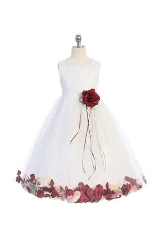 Clementine (160C) Sequin Top Flower Girl Dress with Flower Petal Embellishments