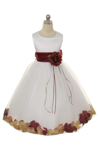 Daisy 160B+ Ivory Satin Flower Petal Plus Size Girl Dress