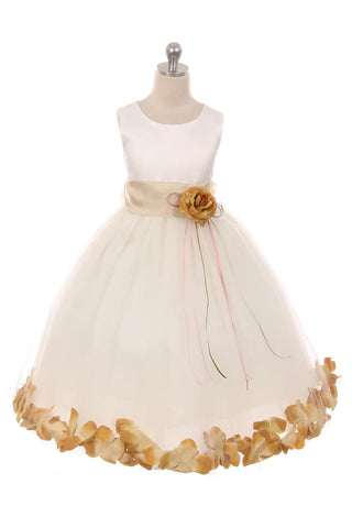 Daisy 160B+ Ivory Satin Flower Petal Plus Size Girl Dress