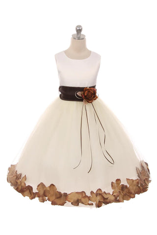 Daisy 160B+ Ivory Satin Flower Petal Plus Size Girl Dress