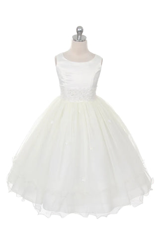 June 198 Lace Trim Long Tulle Girls Dress