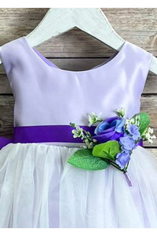 Jacqueline 208B Baby Dull Satin and Tulle Dress with Pin-On Flower