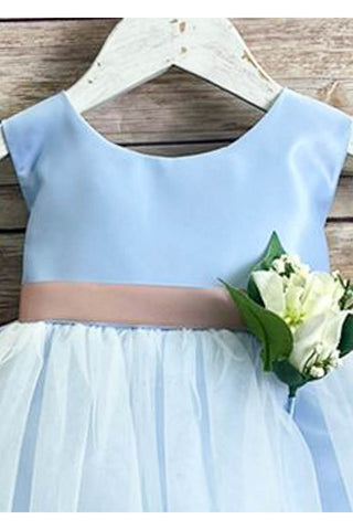 Jacqueline 208B Baby Dull Satin and Tulle Dress with Pin-On Flower