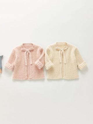 Solid Color Bowknot Baby Girl Cardigans