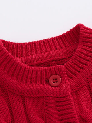 Toddler Girl Apparel Red Twist Knit Cardigan