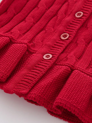 Toddler Girl Apparel Red Twist Knit Cardigan