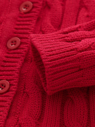 Toddler Girl Apparel Red Twist Knit Cardigan