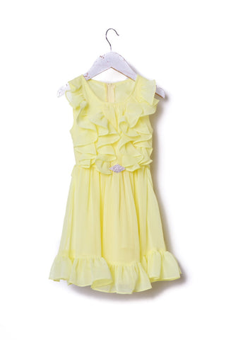 Oakley 267 Ruffled Chiffon Dress With Brooch