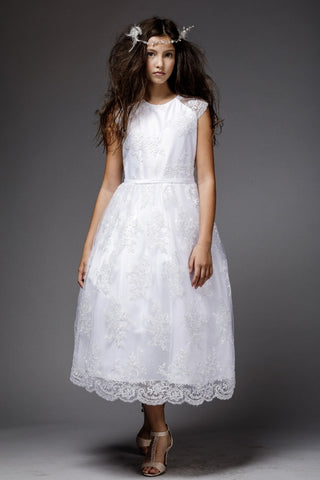 Madison 286-L Solid Lace Communion or Flower Girl Dress Sizes 14-16