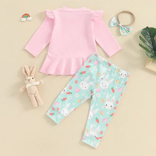 Three Piece Springtime Set with Shirt, Pants and Headband