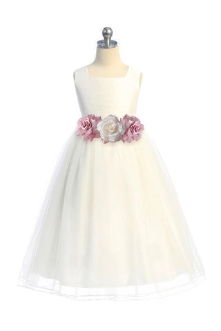 Eloise 428 Poly Silk Tulle Girls Dress w/ Plus Sizing (Ivory Dress)