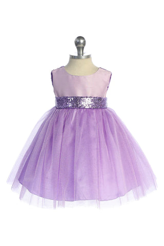 Ivy 498B Matching Sequins V Back & Bow Baby Dress