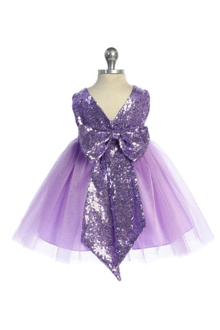 Ivy 498B Matching Sequins V Back & Bow Baby Dress