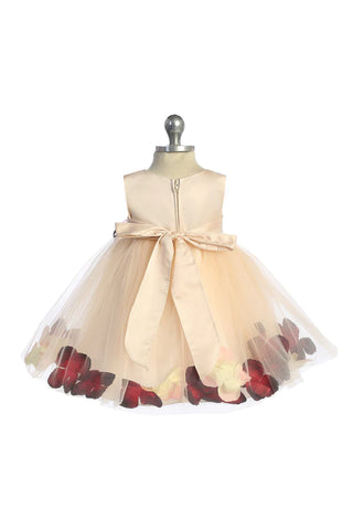 Jada 195B Blush Satin Flower Petal Baby Dress