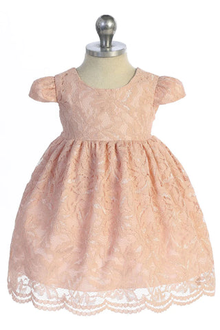 Lorelai 532 All Lace Baby Dress with V Back & Bow