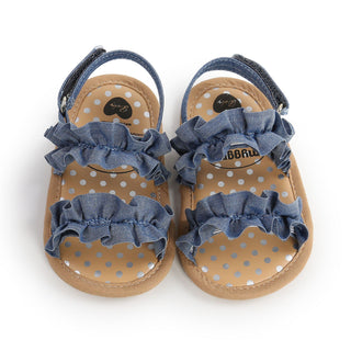 3-18M Baby Girls Polka Dot Soft Bottom Ruffled Sandals