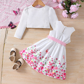 18M-6Y Girls Set Floral Tank Dress & Cardigan Jacket