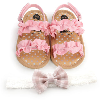 3-18M Baby Girls Polka Dot Soft Bottom Ruffled Sandals