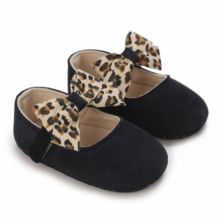 0-18M Baby Girls Leopard Print Bow Non-Slip Shoes