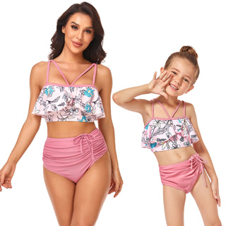 Mommy & Me High-Waist Drawstring Bikini