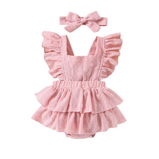 0-18M Baby Girls Floral Flutter Sleeve Bodysuit & Headband