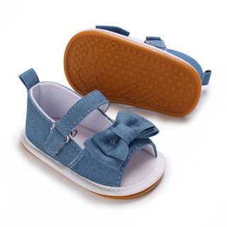 3-18M Baby Sandals Plaid Bow Rubber Sole Non-Slip Toddler Shoes