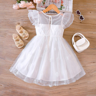 2-8Y Girls White Mesh Princess Dress