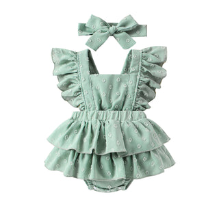 0-18M Baby Girls Floral Flutter Sleeve Bodysuit & Headband