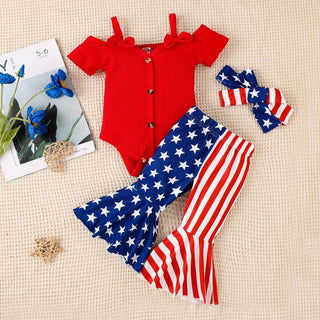 Independence Day 3 Piece Bell Bottom Body Suit Set