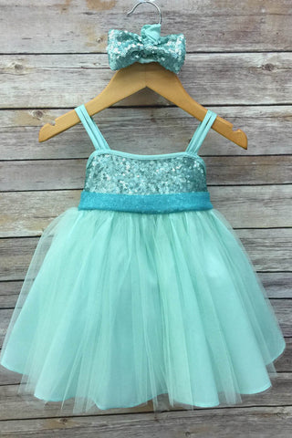 Selina  216B  Baby Sequin Top Dress with Tulle Skirt