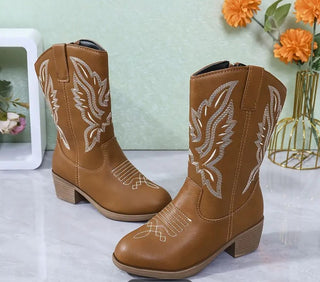 Vintage Embroidered Cowgirl Boots in 3 different colors