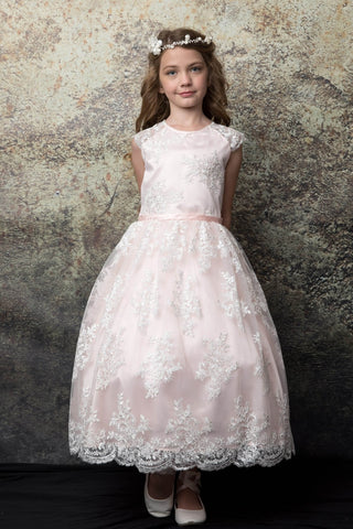 Madison 286 Solid Lace Communion or Flower Girl Dress Sizes 2-12