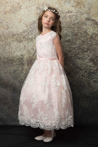 Madison 286 Solid Lace Communion or Flower Girl Dress Sizes 2-12