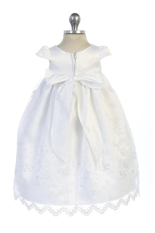 Summer 470 Cross Embroidered Christening Gown with Matching Bonnet