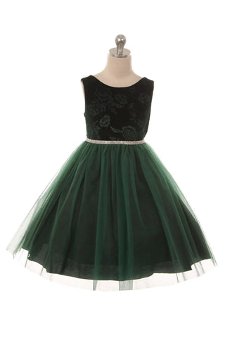 Ayla 454+ Embossed Floral Velvet Tulle Girls Plus Size Dress
