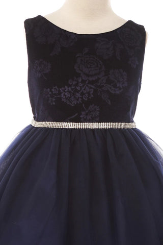 Ayla 454+ Embossed Floral Velvet Tulle Girls Plus Size Dress