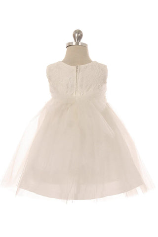 Abby 456B-B Lace Baby Dress w/Mesh Pearl Trim