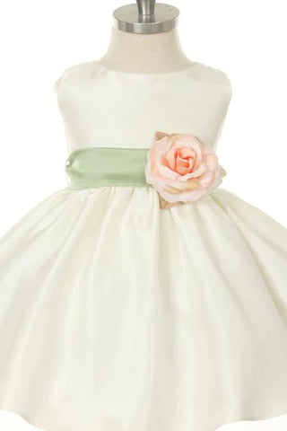 Merida 219 Poly Silk Organza Sash Classic Baby Dress (White Dress)