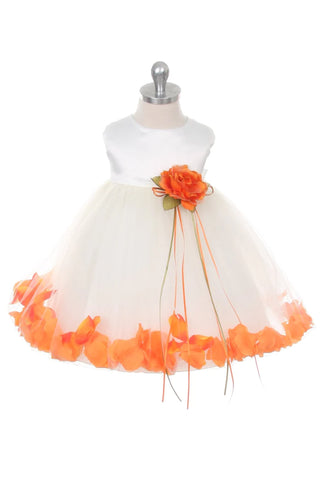 Margaret 195B Ivory Satin Flower Petal Baby Dress