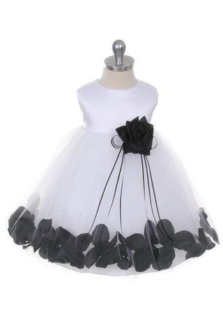 Halle 195B White Satin Flower Petal Baby Dress