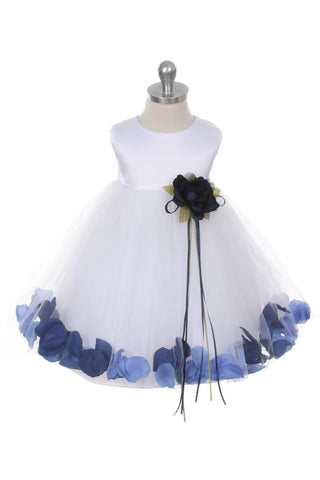 Margaret 195B Ivory Satin Flower Petal Baby Dress