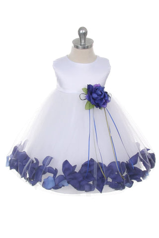 Halle 195B White Satin Flower Petal Baby Dress