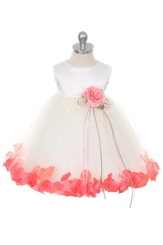 Halle 195B White Satin Flower Petal Baby Dress