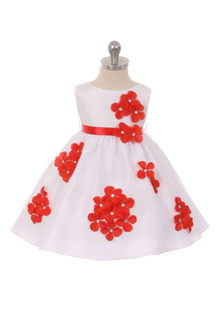 Bernadette 219-F Shantung Baby Dress Decorated with Flower Petals